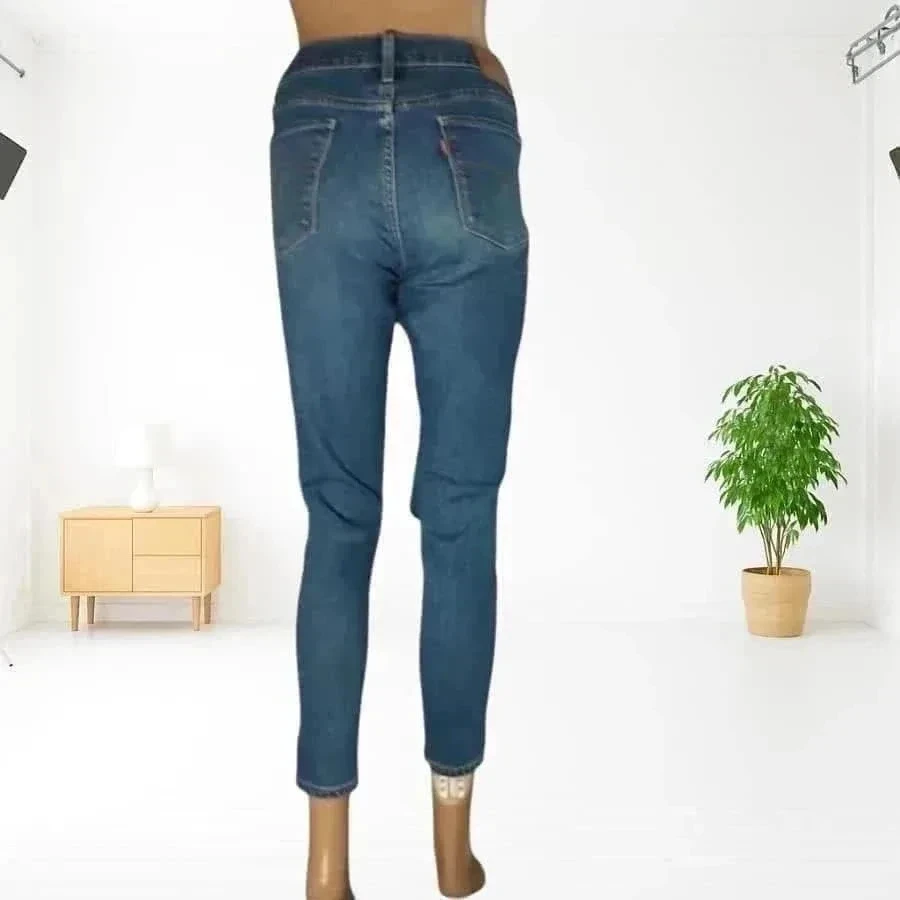 Levi's premium 710 skinny crop taille haute medium, stretch bleu – photo 3